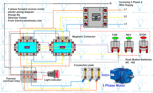 3 Phase Forward Reverse Motor Control Circuit Diagram