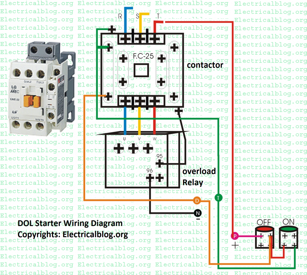DOL Starter Wiring Diagram (Direct Online Starter)