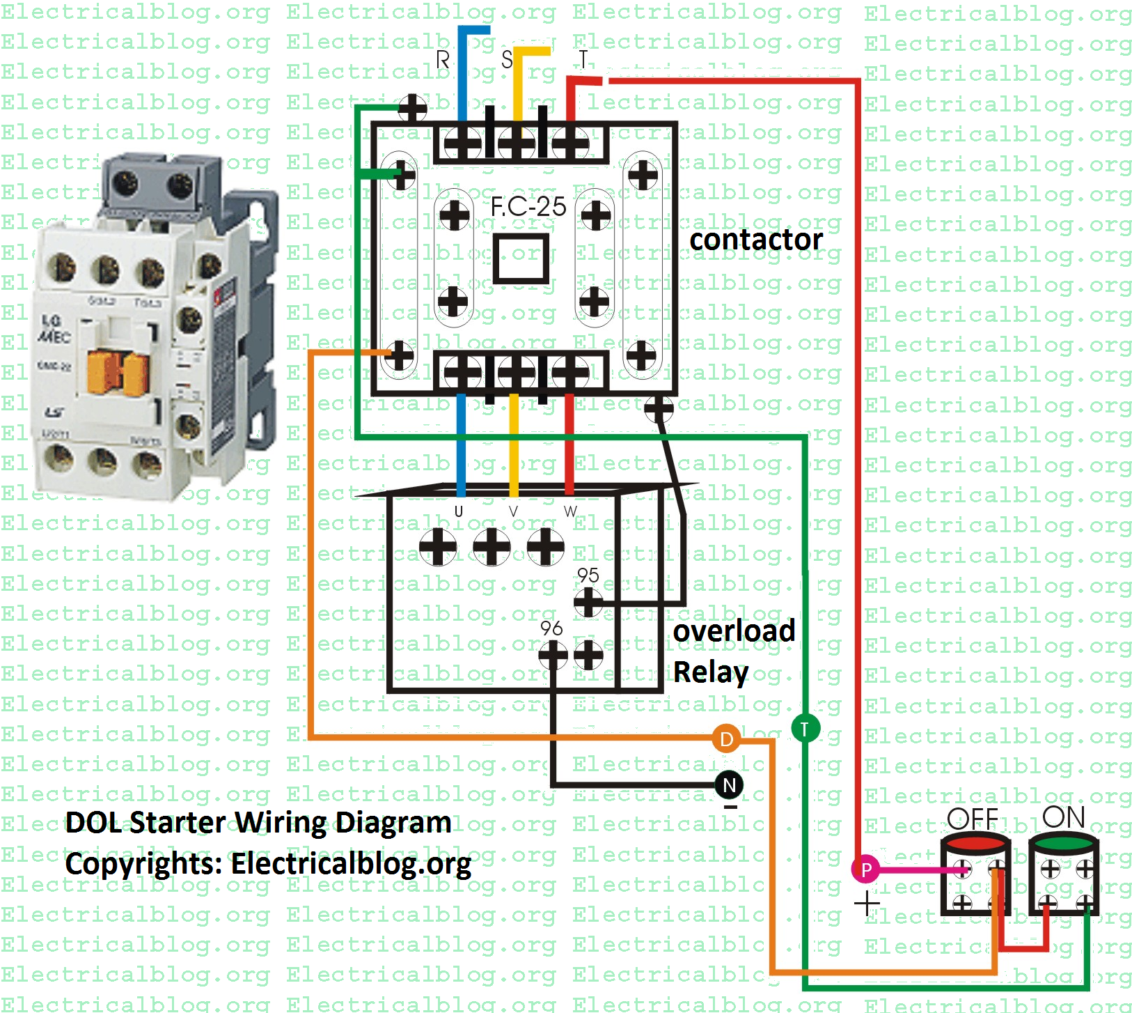 dol starter wiring diagram
